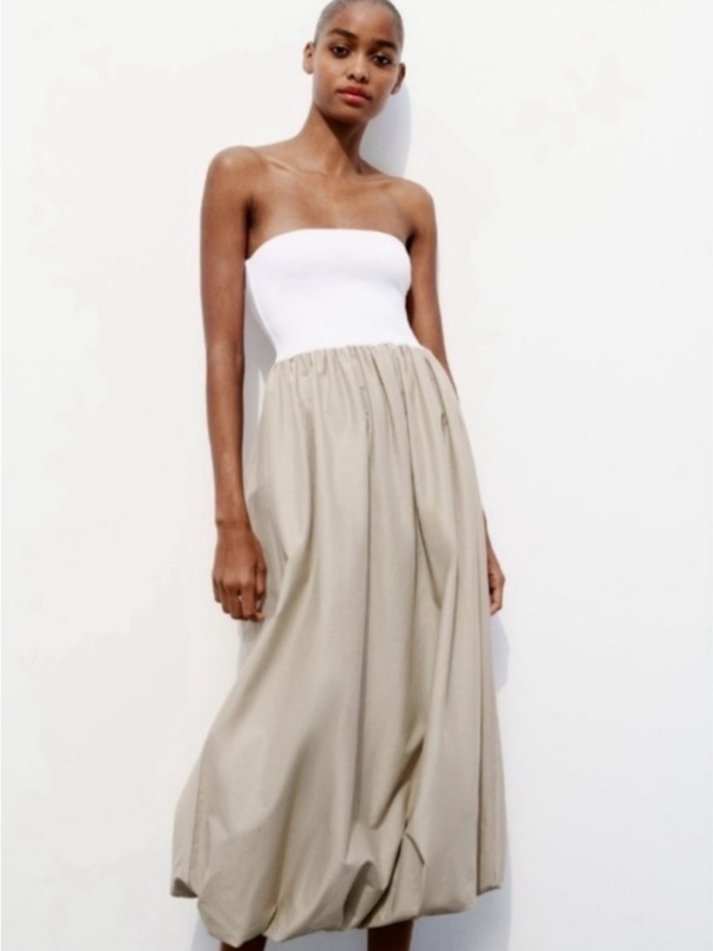 Zara Strapless Bubble Midi Dress